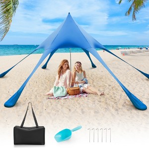 Costway 20 x 20 FT Beach Sunshade Canopy UPF50+ with Carry Bag & 8 Sandbags &  Shovel - 1 of 4