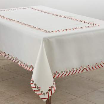 Saro Lifestyle Candy Cane Design Holiday Christmas Tablecloth