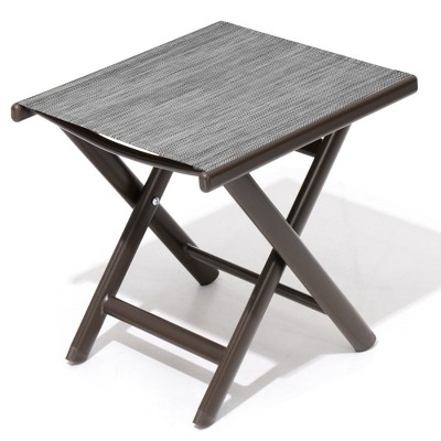 Crestlive Products Outdoor Side Table, Aluminum Outdoor End Table, Outdoor Folding Side Table with Textilene, Small Patio Coffee Table