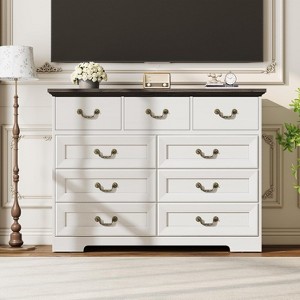 Wooden 9-Drawer Dresser, 47.2" Wide Chest of Drawers with Metal Handle, Dressers TV Stand, Dressers for Closet Clothes Storage Organizer - 1 of 4
