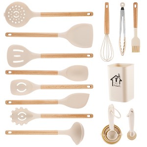 SUGIFT 21 Piece Silicone Cooking Utensils Set with Storage Container Heat Resistant Kitchen Tools with Measuring Cups and Spoons for Nonstick Cookware - 1 of 4