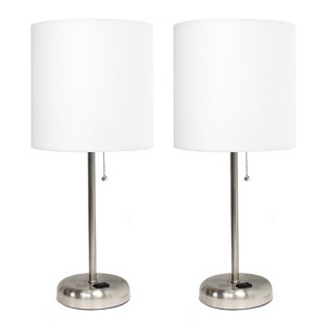 Creekwood Home Contemporary Bedside Table Lamp with Power Outlet - 1 of 4
