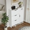 Vynxaria White Shoe Cabinet with 4 Doors and 1 Drawer for Ample Storage - 3 of 4