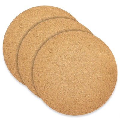 Juvale 3 Pack Plant Cork Mat, Round Planter Plate for Home Decor, House Plants (12 in)