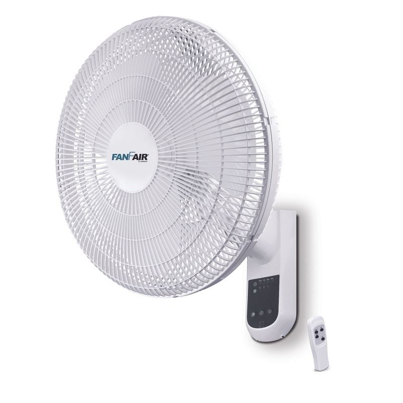 FanFair 16-inch Wall Fan With Remote Control, White, 1 of 5