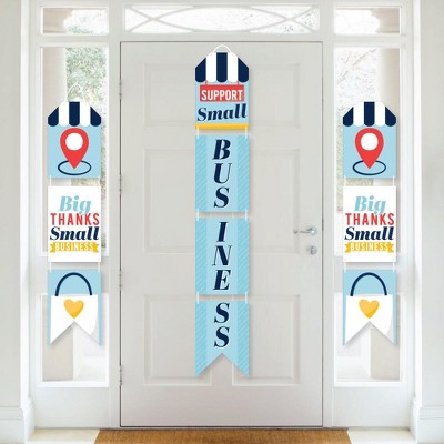 Big Dot of Happiness Support Small Business - Hanging Vertical Paper Door Banners - Thank You Wall Decoration Kit - Indoor Door Decor