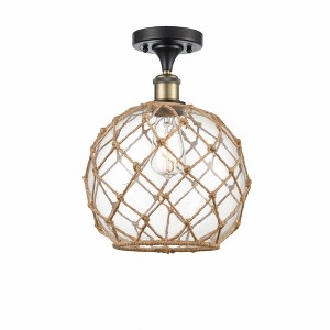 Innovations Lighting Farmhouse Rope 1 - Light Semi-Flush Mount in  Black Antique Brass - 1 of 1