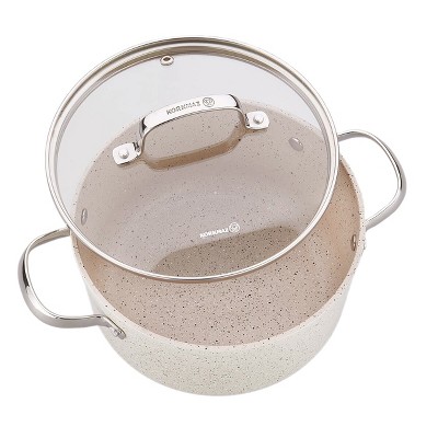 Tan 2.5 Liter Aluminum Nonstick Low Casserole with Glass Lid