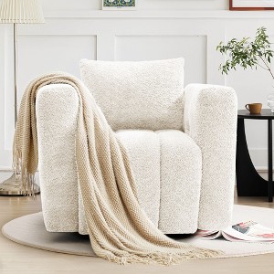 Hyleory Wooden Frame Swivel Chair with Soft Fabric Upholstery, 360° Rotation, Comfortable Ergonomic Design for Living Room and Office Seating - 1 of 4