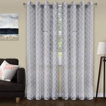 Trellis Geometric Sheer Grommet-Top Curtain Panels by Blue Nile Mills