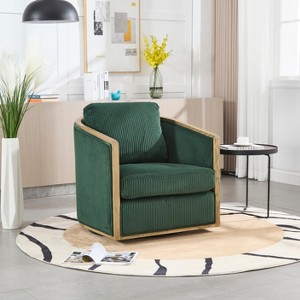 30.12"W Corduroy Upholstered 360 Degree Swivel Barrel Chair, Comfortable Accent Sofa Chair - ModernLuxe - 1 of 4