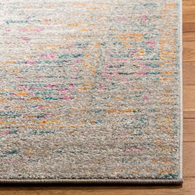 Light Grey Fuchsia Synthetic Square Area Rug 6'-7"