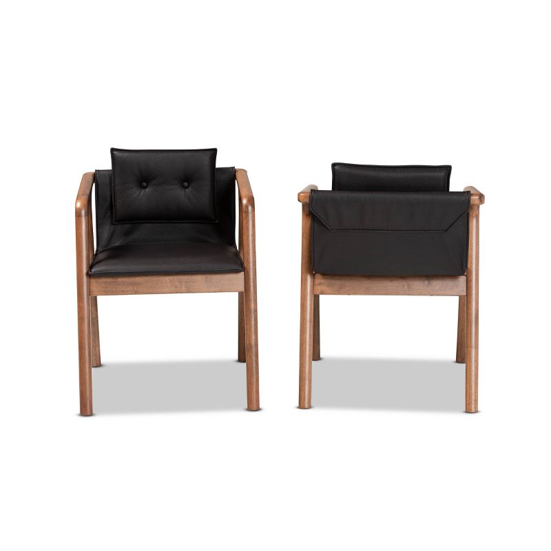2pc Marcena Imitation Leather Upholstered and Wood Dining Chair Set - Baxton Studio, 3 of 11