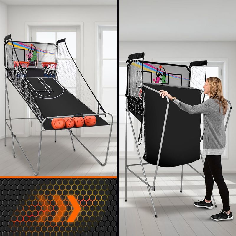 Costway Indoor Basketball Arcade Game Double Electronic Hoops shot 2 Player W/ 4 Balls, 3 of 9