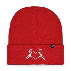 Dalix Heart of Bones Embroidered Beanie Skeleton Warm Winter Knit Hat for Women - 1 of 4