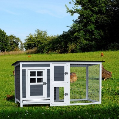 Chicken Poultry Cage Small Animal House Wood & Steel With Running Cage For Outdoor Indoor Chicken Rabbit Dog Duck Hutch Coop