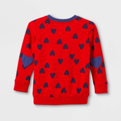 CAT & JACK Toddler Girls’ Heart Pullover Sweatshirt Gray/Pink Valentine's Day 
