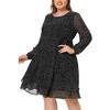 Agnes Orinda Women's Plus Size Chiffon Polka Dots Tie Waist Long Sleeve A Line Dresses - 2 of 4