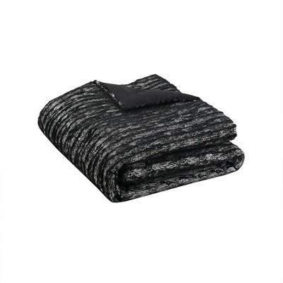 King Black and Silver Reversible Faux Fur Comforter Set