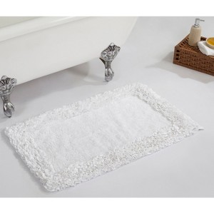 Shaggy Border Collection Bath Rug 100% Cotton Tufted Weave Ruffle Border Pattern Bathroom Rug for Machine Washable Bath Mat - 1 of 4