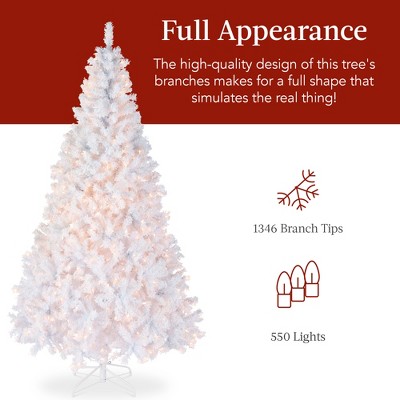 7.5ft White Pre-Lit Pine Christmas Tree with Incandescent Lights
