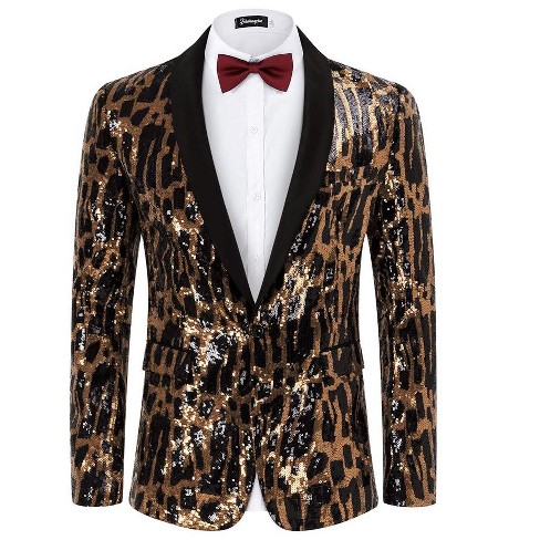 Men's Shiny Sequin Blazer Stylish Tuxedo Party Dinner Prom One Button Suit  Jacket for Men