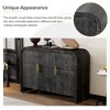 Retro Minimalist Curved Sideboard with Gold Handles and Adjustable Dividers(Antique Black) - 4 of 4