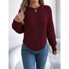 Coolmee Women's Cable Knit Sweaters Long Sleeve Crewneck Chunky Loose Fit Pullover Tops - 4 of 4