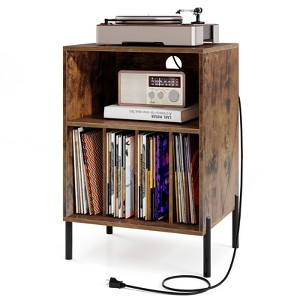 Tangkula Record Player Stand w/Charging Station 5 Storage Compartments Anti-toppling Kits - 1 of 4