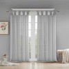 Gracie Mills Taliesin Floral Cuff Tab Top Faux Linen Sheer Solid Curtain Panel - 3 of 4