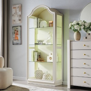 72" Arched Glass Display Cabinet, 4-Tier Display Curio Cabinet with 20 Color LED Lights, Modern Display Case Shelf for Living Room - 1 of 4