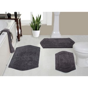 Waterford Collection Tufted Bath Rug, Extra Soft and Absorbent, Non-Slip Bath Mats, Machine Washable bath rugs for Bathroom, 3 Piece Set, Gray - 1 of 4