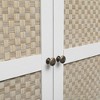 2-Door Wardrobe with 3 Drawers High Wardrobe Armoire With 2 Rattan Door For Living Room, Bedroom Organizer - 3 of 4
