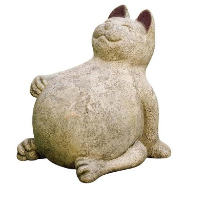Wind & Weather Handcrafted Volcanic Ash Lucky Cat Indoor/Outdoor Sculpture