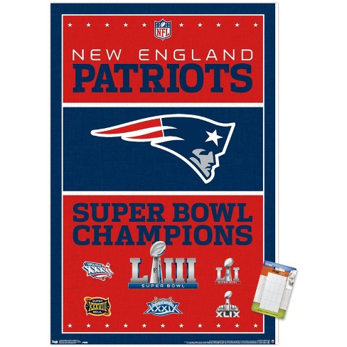 Trends International Nfl New England Patriots - Champions 23 Framed Wall  Poster Prints White Framed Version 22.375 X 34 : Target