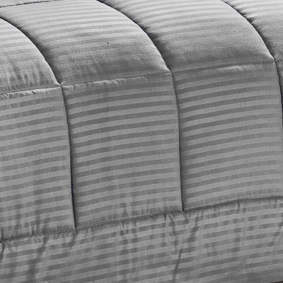 Plazatex Embossed Dobby Stripe 8 Pieces Comforter Bed In A Bag Set Queen Gray — фото 5