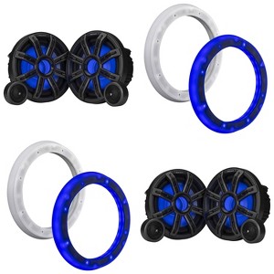 Kicker (2 Pair ) 51MSS84 8" Component LED Premium Marine Speakers & 51KLSR88 - 8.8-Inch to 8-Inch LED Adapter Rings Bundle - 1 of 4