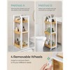 3-Tier Bamboo Rolling Cart with Adjustable Shelf, 11.8x31.5 Inch Slim Storage Organizer for Kitchen Bathroom, White and Natural - 3 of 4