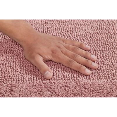 Pink Cotton Tufted Reversible Bathroom Rug Set - 17" x 24"