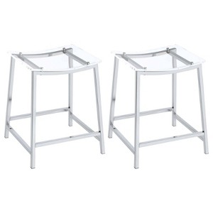 Coaster Set of 2 Jovani Modern Acrylic Backless Counter Height Barstools Clear/Chrome - 1 of 4