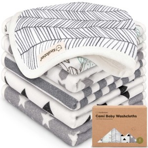 6-Pack Cami Baby Washcloths for Newborn, Organic Cotton Face Wash Cloths for Babies, Soft & Absorbent Baby Bath Towels - 1 of 4