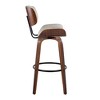 30" Mid-Century Modern Fixed-Height Swivel Barstool with Light Faux Leather and Natural Wood, Set of 2 - 3 of 4
