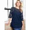 June + Vie by Roaman's Women's Plus Size Lace Tee - 3 of 4