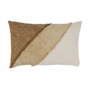 Saro Lifestyle Color Band Fringe Pillow Cover - 1 of 4