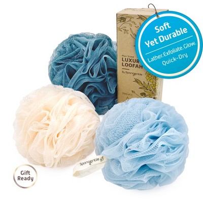 Spongentle Loofah Bath Sponge, Exfoliating Scrubber for Bath & Shower, Ideal for Women & Men, 60g/70g