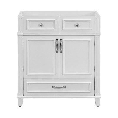 VYNXARIA 30'' Bathroom Vanity without Top - Solid Wood Frame, Retro White Design