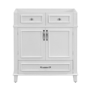 VYNXARIA 30'' Bathroom Vanity without Top - Solid Wood Frame, Retro White Design - 1 of 4