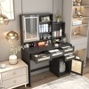 KTMBDW Makeup Vanity with Lights& Openable Mirror, Vanity Desk with 4 Drawers & 1 Cabinets & Shelves, Rattan Vanity Dresser, for Bedroom - 3 of 4
