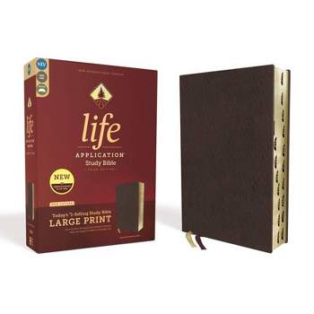 Niv, Life Application Study Bible, Third Edition, Large Print, Bonded Leather, Burgundy, Indexed, Red Letter Edition - by  Zondervan (Leather Bound)