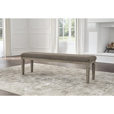 Lexorne 63" Gray Upholstered Traditional Dining Bench